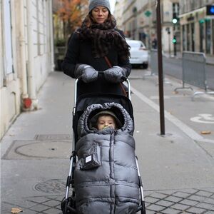 7AM Metallic Charcoal Stroller Footmuff & Warmmuffs BUNDLE